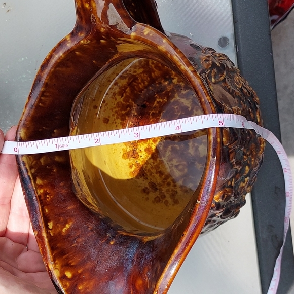 Antique yellow wear 9" large pitcher Bennington Pottery glazed raised 1800 - Picture 12 of 17